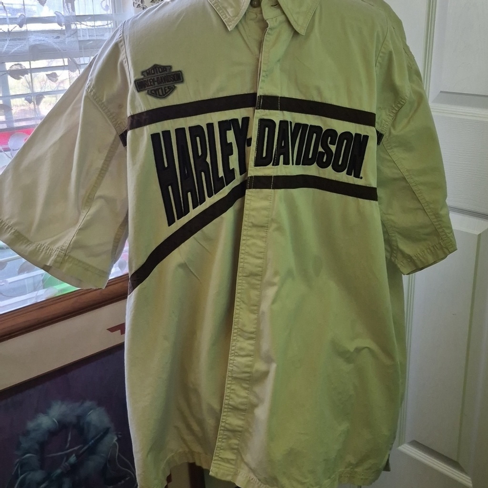 Harley-Davidson Khaki Vented Shirt with Black Embroidered Logo (#1510)